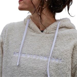 Seek Discomfort Unisex Embroidered Sherpa Hoodie With Pocket Size Large